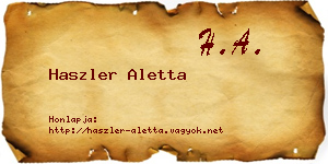 Haszler Aletta névjegykártya